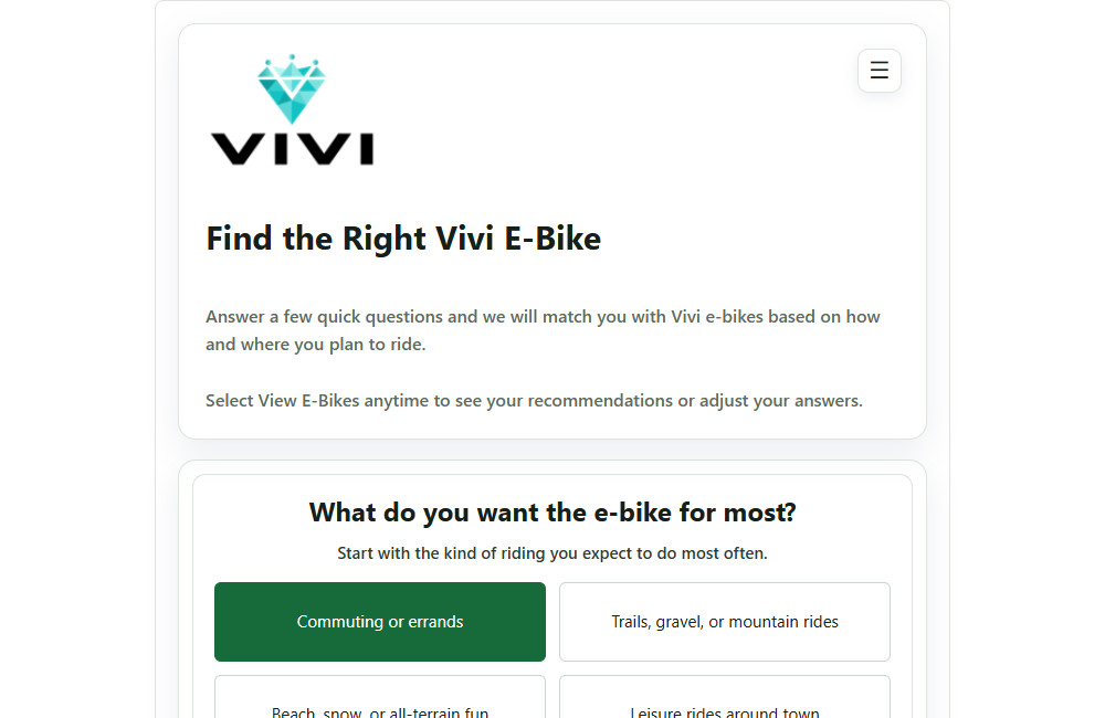 Preview of the E-Bike Advisor
