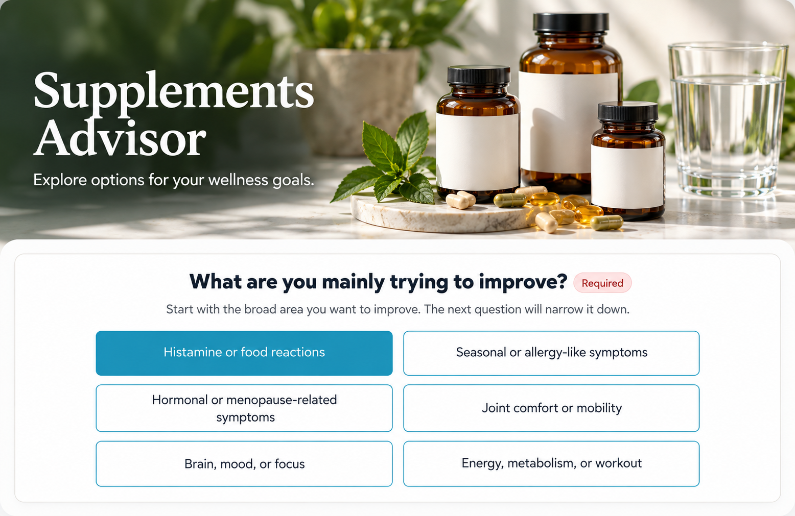 Preview of the Supplements Advisor